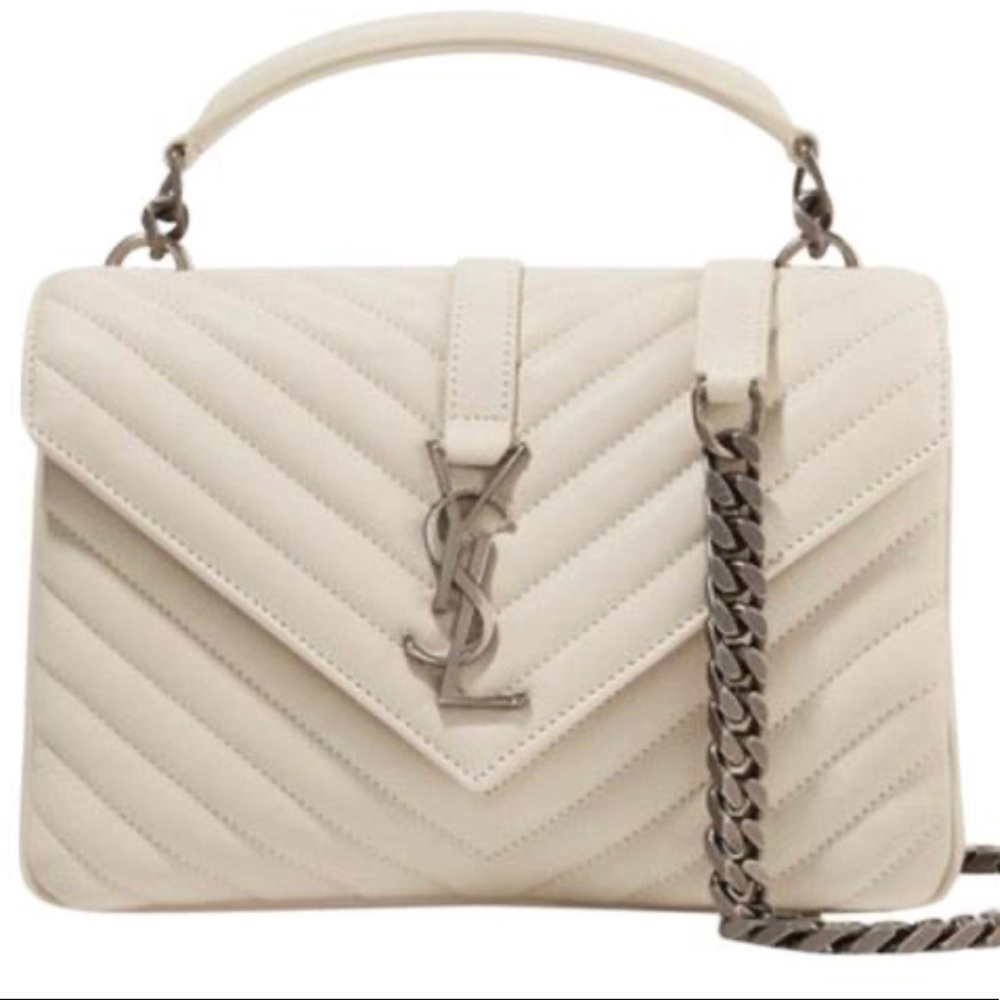 YSL medium college bag in dove white!